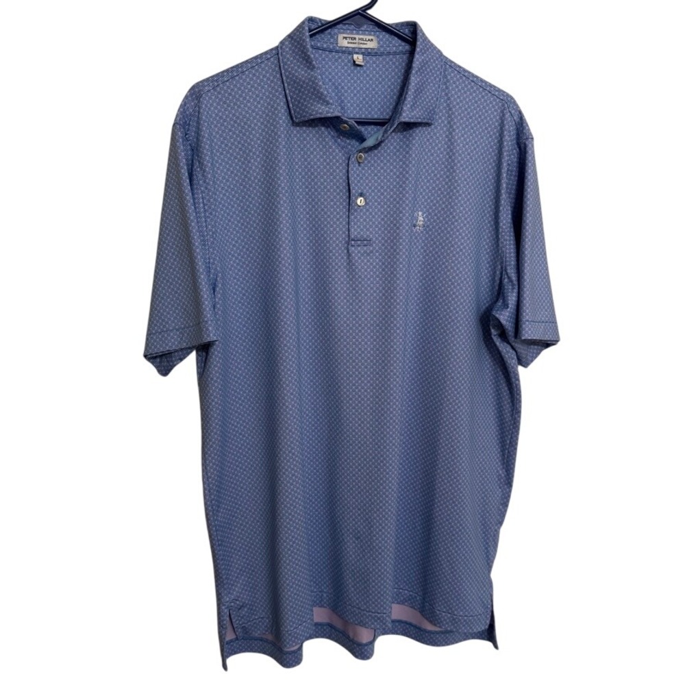 Peter Millar Summer Comfort Polo Shirt Mens L Golf Performance Embroidered blue